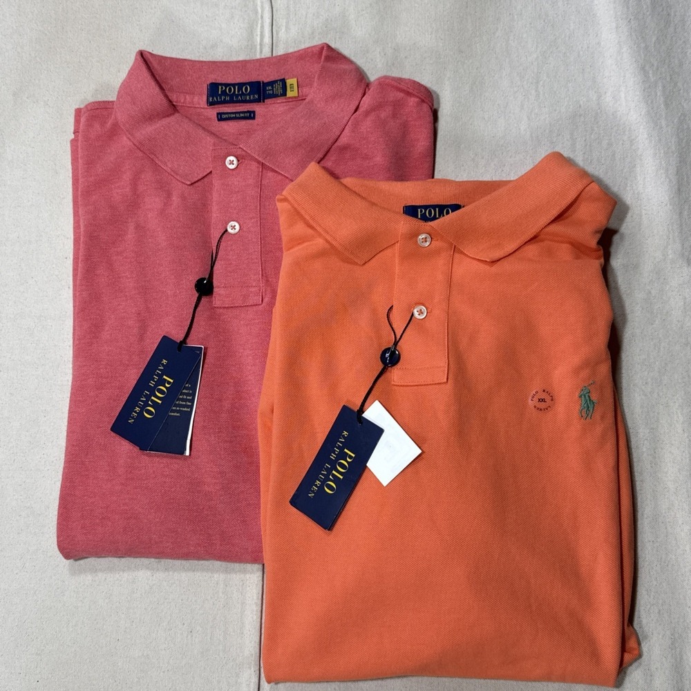 Ralph Lauren Men's Polo Shirt Custom Slim Fit Cotton Size 2XL Collared Shirt